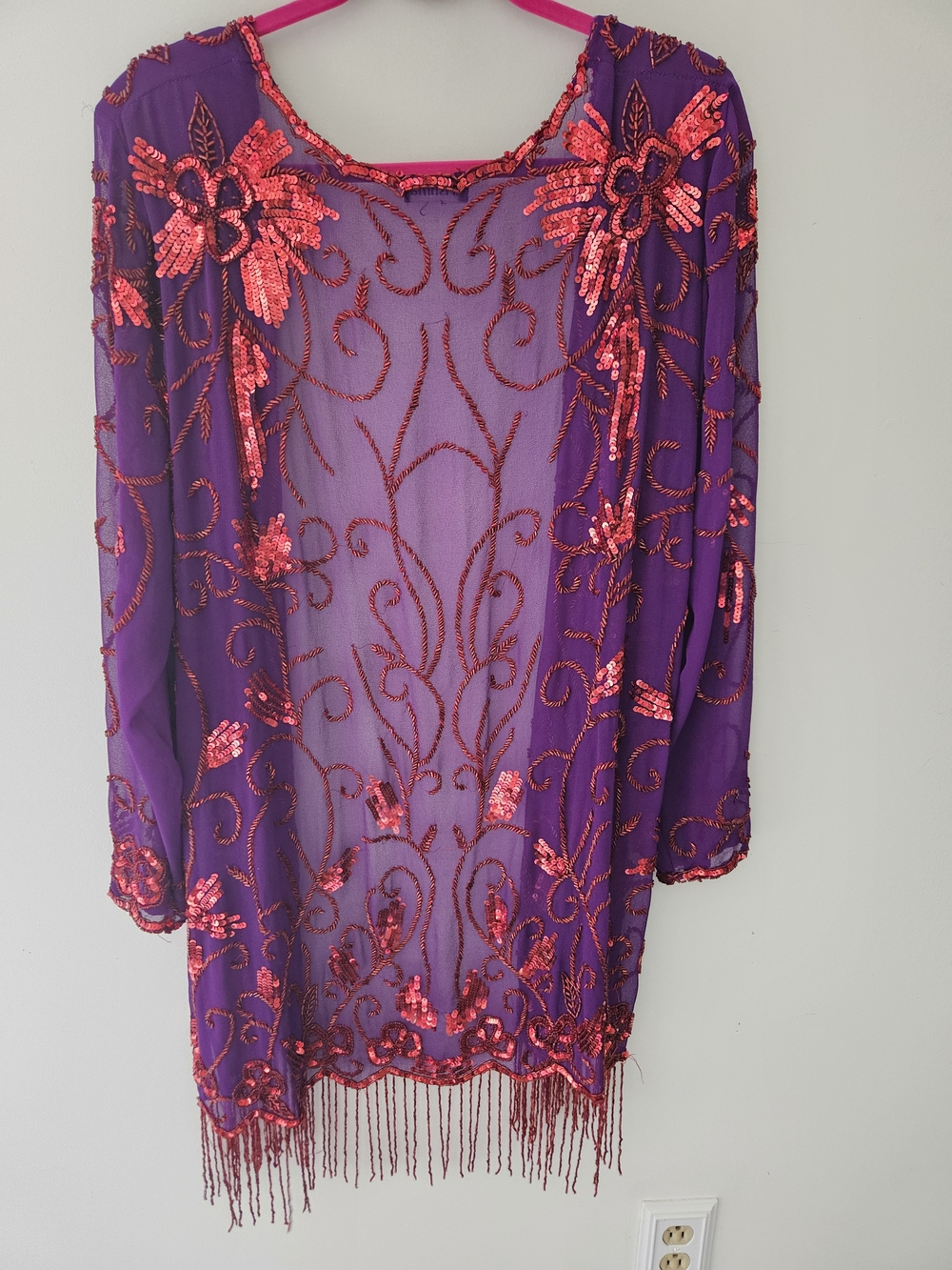 Krishma Purple Embellished Sheer Evening Cover-Up - Picture 2 of 4